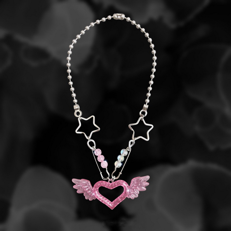 Neon Heart Wings Harajuku Necklace