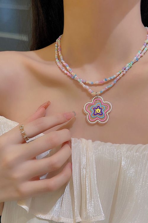Colorful Beaded Butterfly Necklace