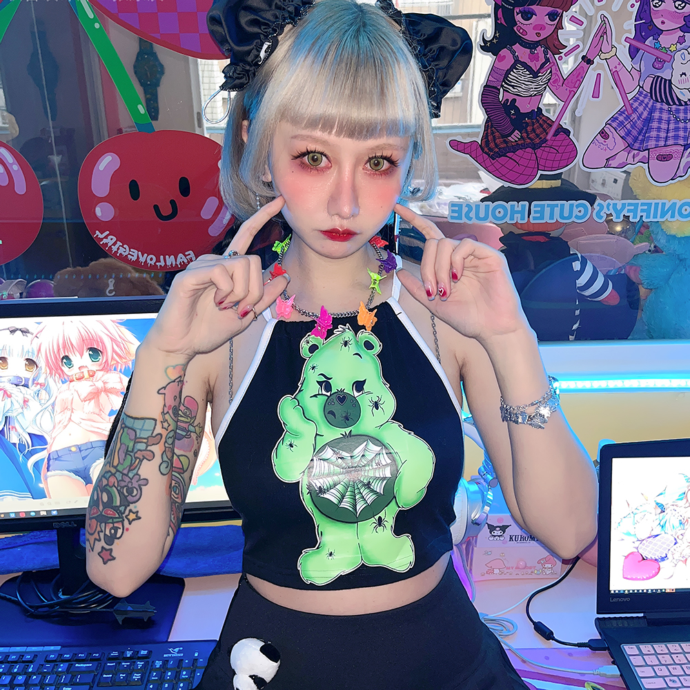 Harajuku Style Y2k Cartoon Bear Vest
